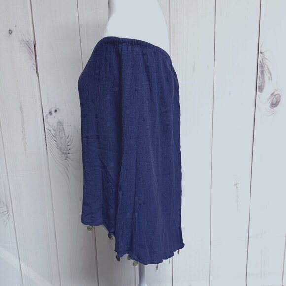 Lilly Pulitzer Delaney Off-Shoulder Top True Navy Size Large, Coin Detail | EUC - Picture 3 of 11